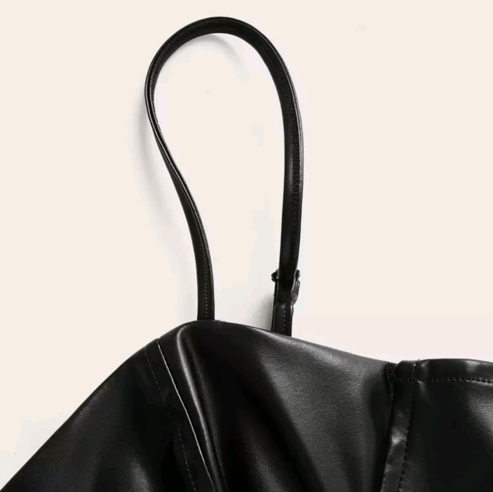 Black Faux Leather Cami Dress - Picture 4 of 8